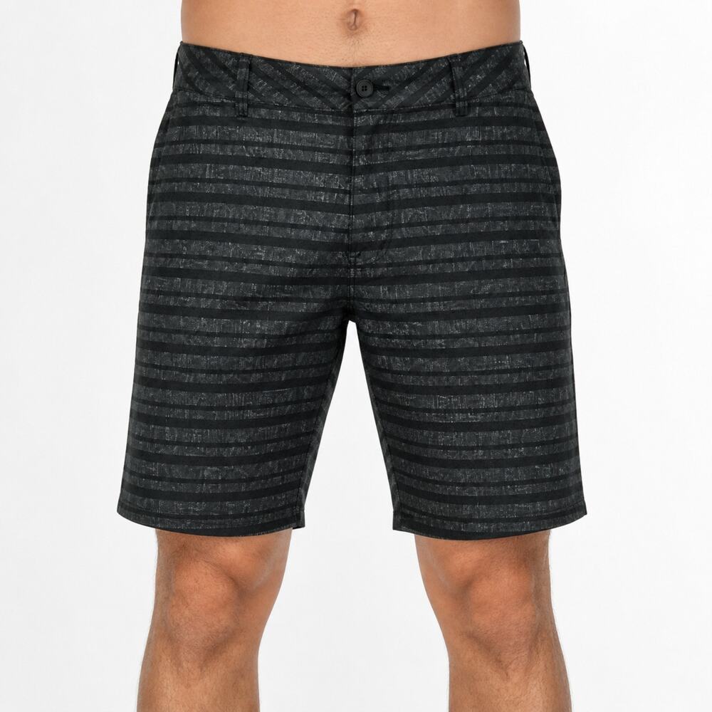 Oakley Shorts Mens 36 Black Gray Striped Regular Fit Golf Performance Stretch